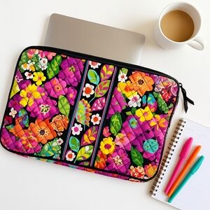 Vera Bradley Va Va Bloom 17" Quilted Laptop Sleeve Case – Bright Floral Print -